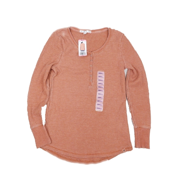 NWT Seven7 Ladies S.Various Colors Waffle Henley Long Sleeve Top - Picture 3 of 12